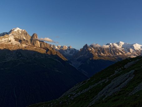 fin de journée sur la chaîne du Mt Blanc